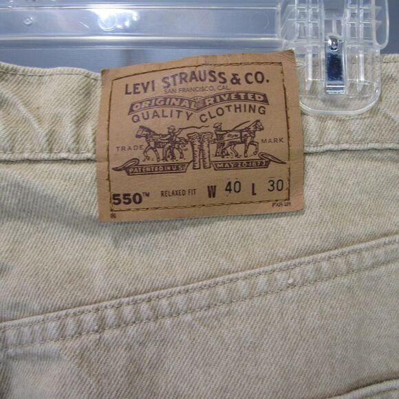 Vintage Levi's 550 Orange Tab Jeans Men's Size 40x30 USA Made Tan Denim Pants - Picture 7 of 9